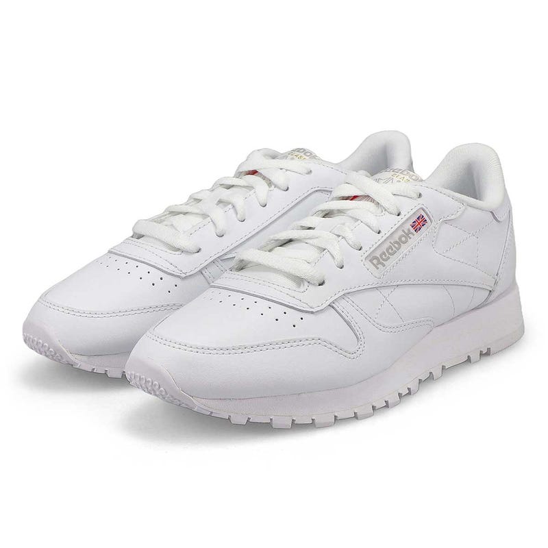 Baskets en cuir CLASSIC LEATHER, blanc/gris, femmes