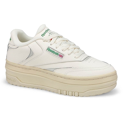 Lds Club C Extra Co Platform Sneaker - Chalk/Chalk/Glengreen