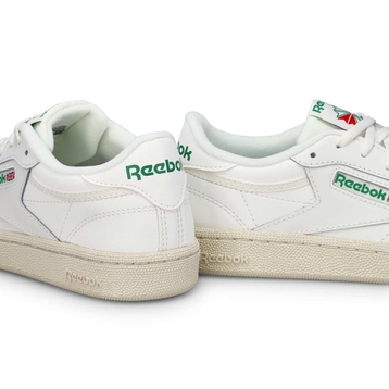 Kids'  Club C Lace Up Sneaker - Chalk/Chalk/Green