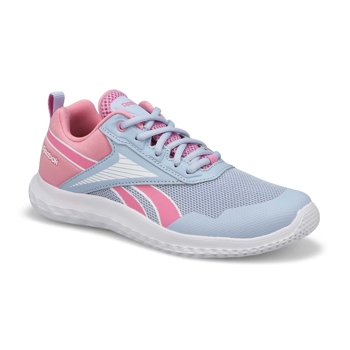 Girls' Rush Runner 5 Lace Up Sneaker - White/Pink/Blue