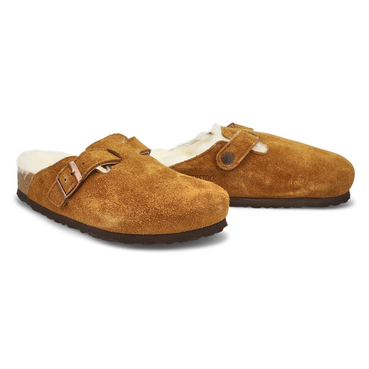 Women's Boston Shearling Suede Clog - Mink/Natural