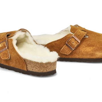 Women's Boston Shearling Suede Clog - Mink/Natural