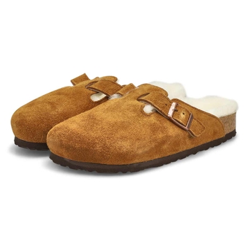Women's Boston Shearling Suede Clog - Mink/Natural