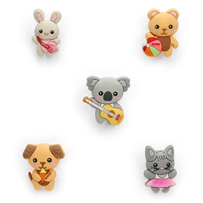 Ensemble de breloques Jibbitz CUTIE ANIMAL FRIENDS - 5 pièces