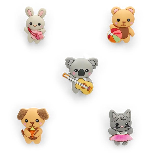 Ensemble de breloques Jibbitz CUTIE ANIMAL FRIENDS - 5 pièces