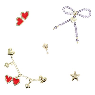 Ensemble de breloques Jibbitz GOLD HEARTS AND STARS - 5 pièces