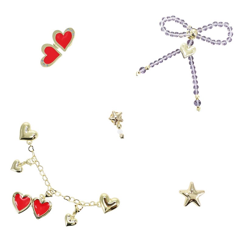 Jibbitz Gold Hearts and Stars 5 Pack