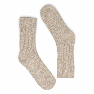 Chaussette Cotton Slub, beige/blanc, femme