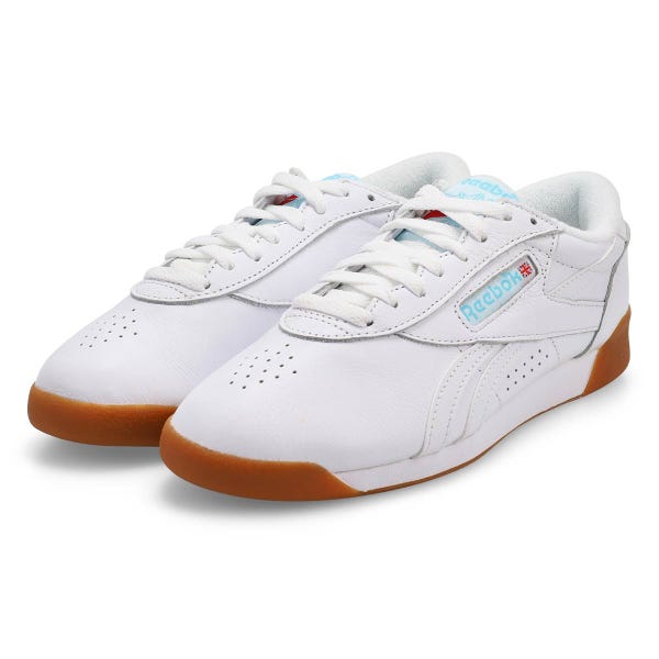 Women's Freestyle Lo Leather Sneaker - White/Blue/Gum