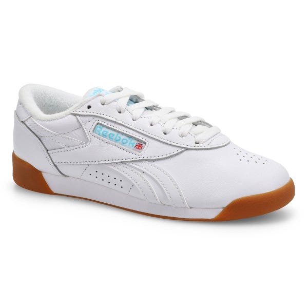 Women's Freestyle Lo Leather Sneaker - White/Blue/Gum