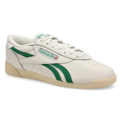 Lds Freestyle Lo Leather Sneaker - Chalk/Glen Green/White