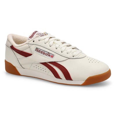 Lds Freestyle Lo Leather Sneaker - Chalk/Classic Burgundy/Gum