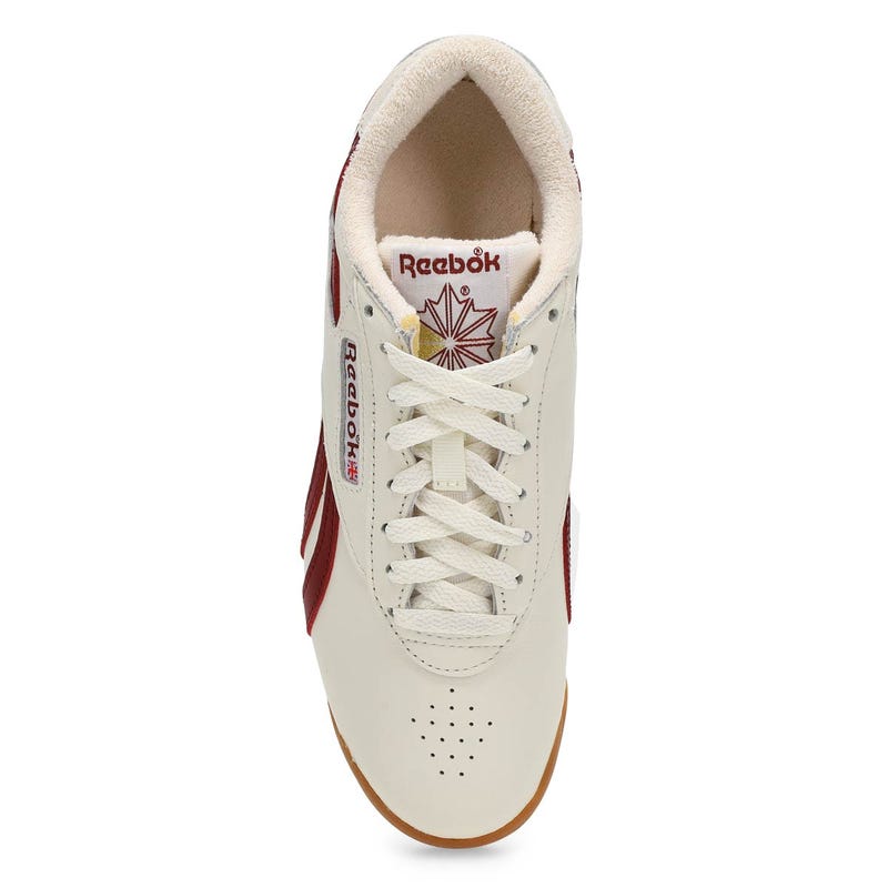 Women's Freestyle Lo Leather Sneaker - Chalk/Classic Burgundy/Gum