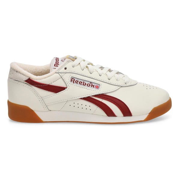 Women's Freestyle Lo Leather Sneaker - Chalk/Classic Burgundy/Gum