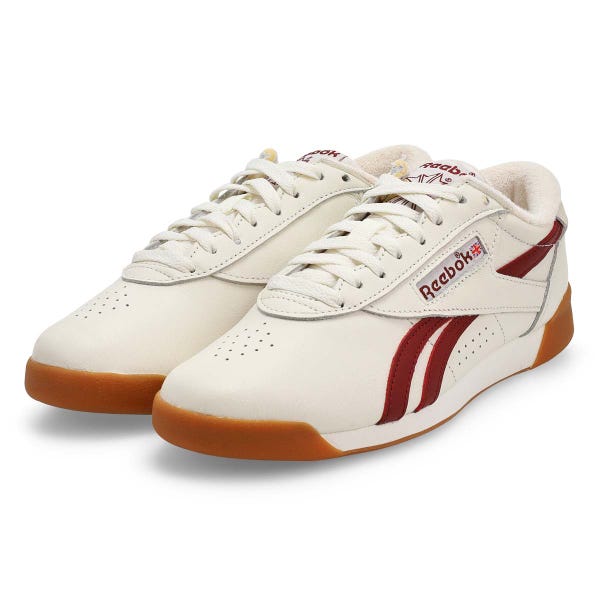 Women's Freestyle Lo Leather Sneaker - Chalk/Classic Burgundy/Gum
