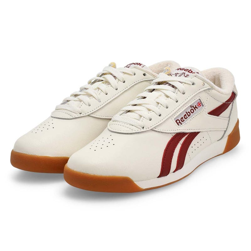 Women's Freestyle Lo Leather Sneaker - Chalk/Classic Burgundy/Gum