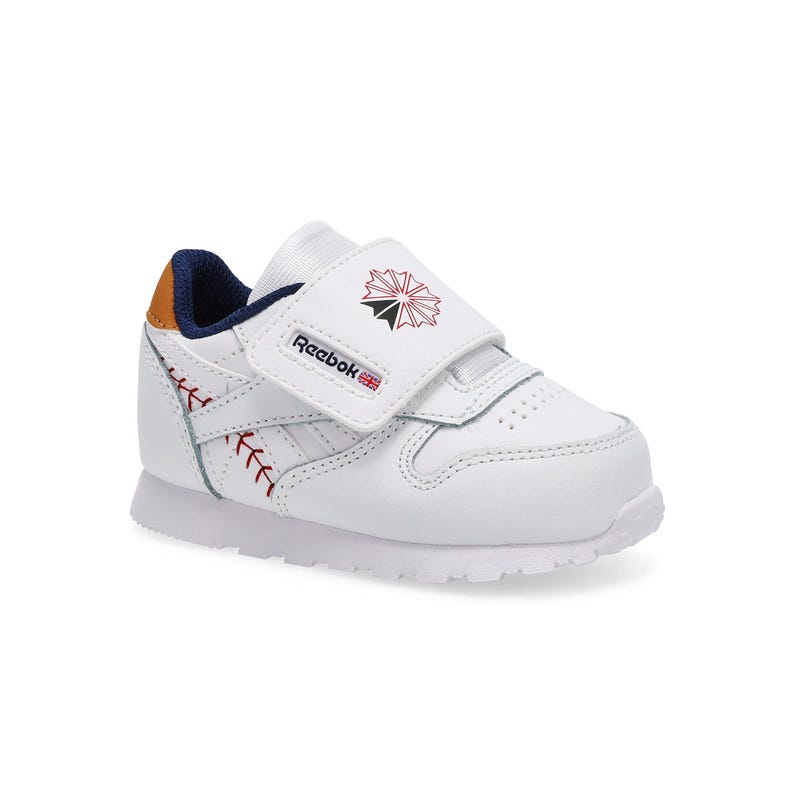 Infants' Classic Leather Sneaker - White/Vector Navy/Flash Red