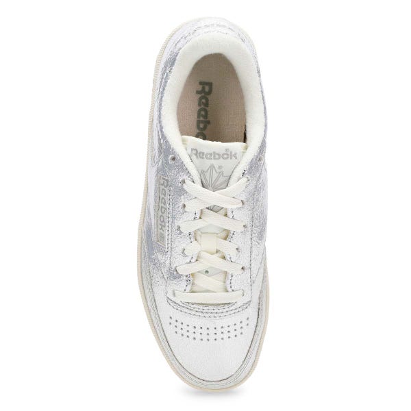 Women's Club C 85 lace-up sneaker in Silver Metallic/Chalk/New Grey.