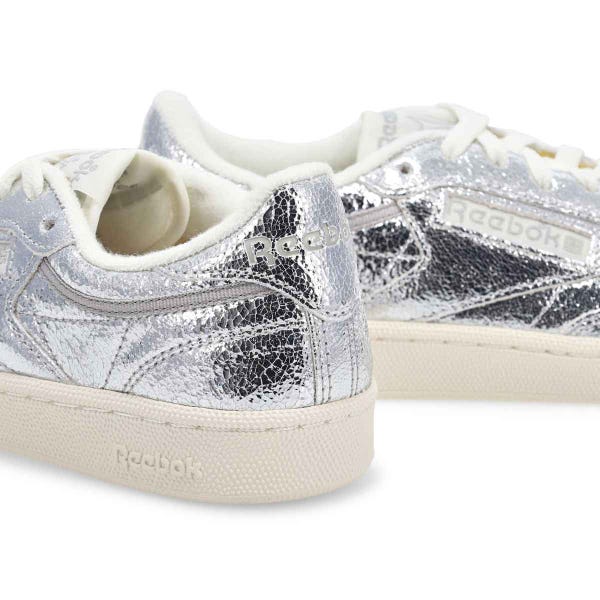 Women's Club C 85 lace-up sneaker in Silver Metallic/Chalk/New Grey.