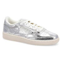 Women's Club C 85 lace-up sneaker in Silver Metallic/Chalk/New Grey.