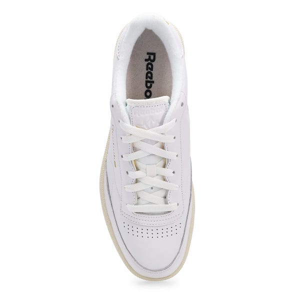 Men's Reebok Club C 85 lace-up sneaker in White/Chalk/Gold.