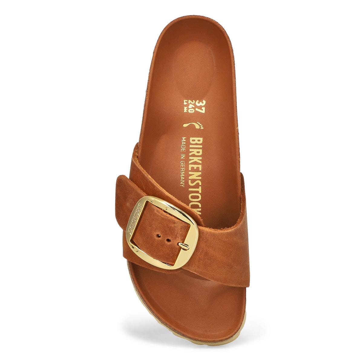 Women's Madrid Big Buckle 1 Strap Narrow Sandal - Cognac