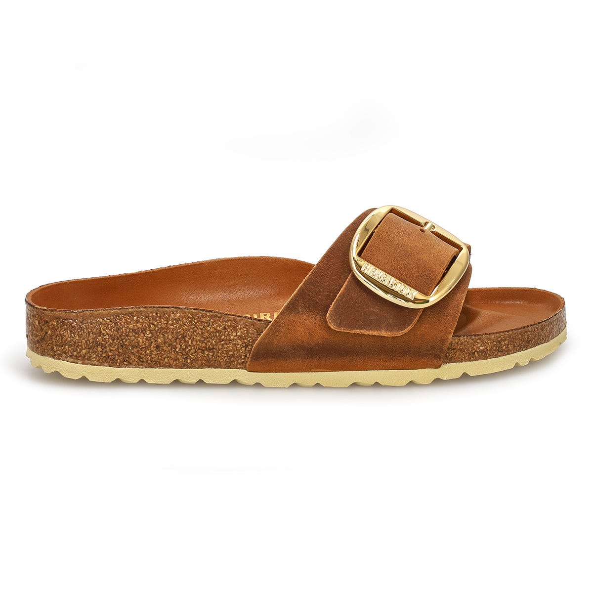 Women's Madrid Big Buckle 1 Strap Narrow Sandal - Cognac
