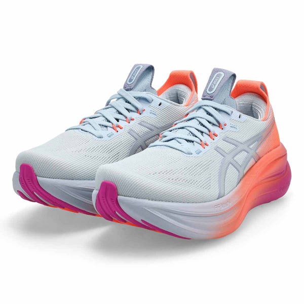 Baskets de performance GEL-NIMBUS 28 SUNNY SIZZLE, ciel/sakura numérique, femmes