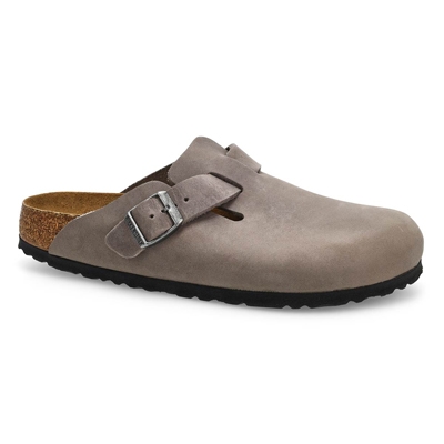 Mns Boston Soft Footbed Oiled Leather Narrow Clog - Iron