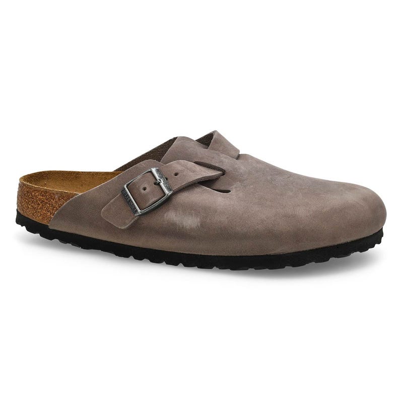 Sabot étroit en cuir huilé à assise souple BOSTON SOFT FOOTBED, fer, femmes