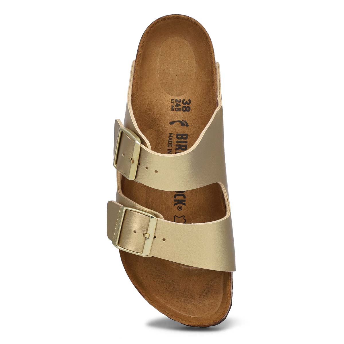 Women's Arizona Birko-Flor 2 Strap Narrow Sandal - Gold