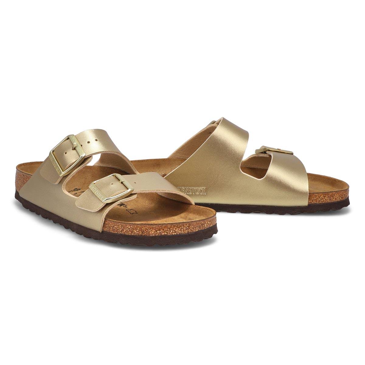 Women's Arizona Birko-Flor 2 Strap Narrow Sandal - Gold