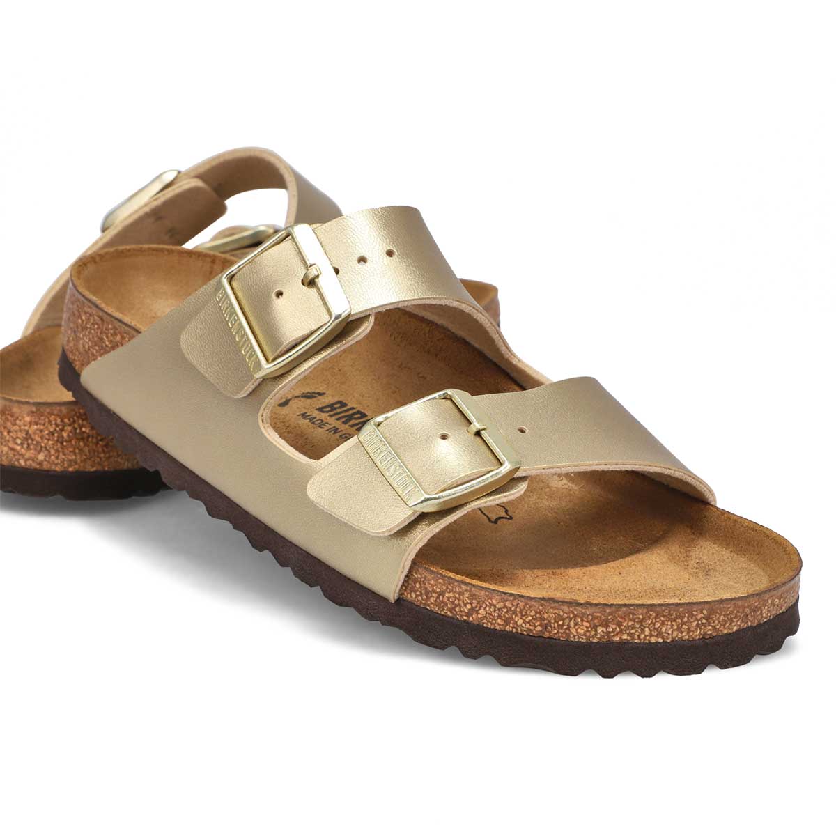 Women's Arizona Birko-Flor 2 Strap Narrow Sandal - Gold