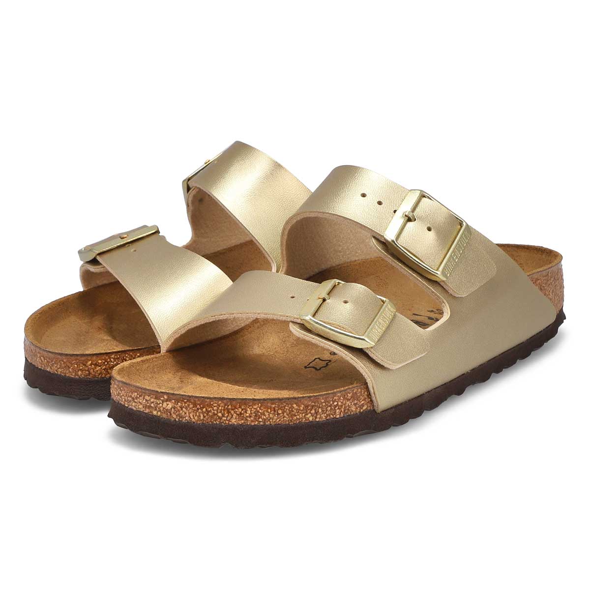 Women's Arizona Birko-Flor 2 Strap Narrow Sandal - Gold