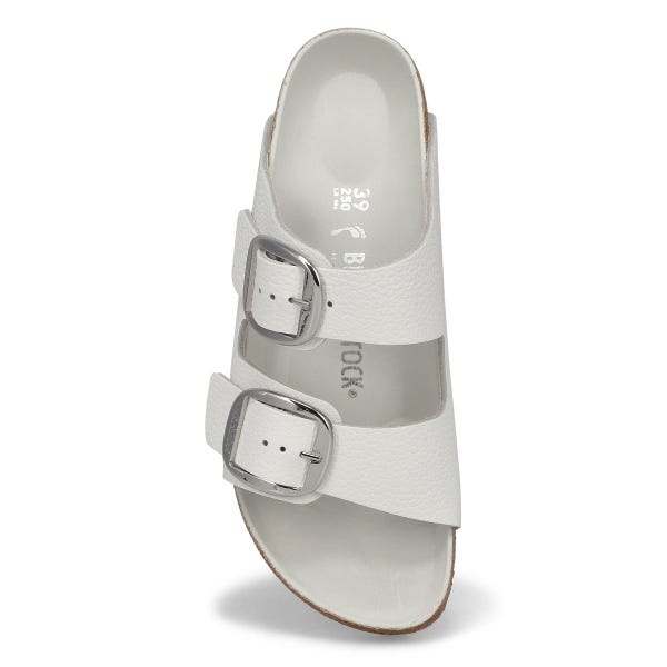 Sandales étroites 2 brides en cuir à grosses boucles ARIZONA BIG BUCKLE, blanc, femmes