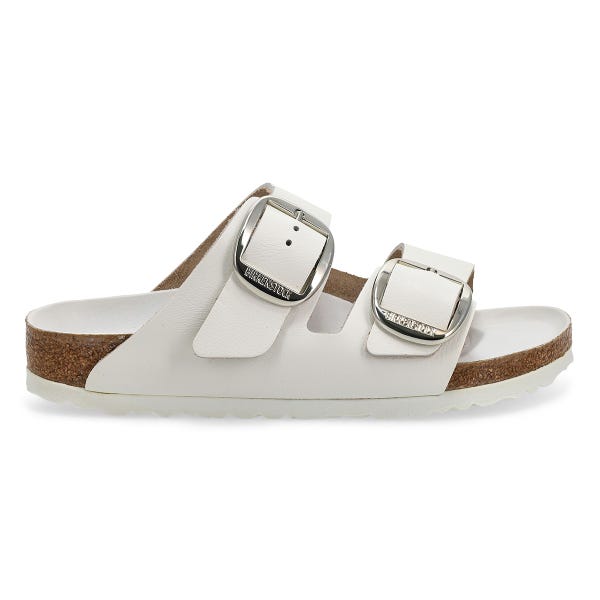 Sandales étroites 2 brides en cuir à grosses boucles ARIZONA BIG BUCKLE, blanc, femmes