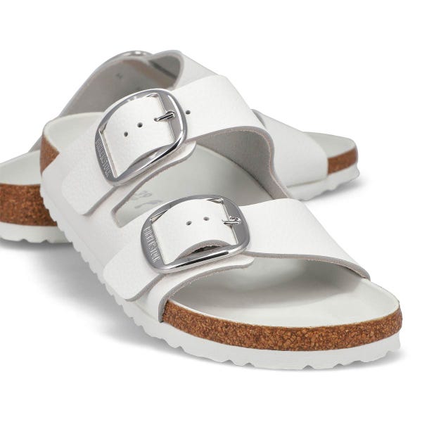 Sandales étroites 2 brides en cuir à grosses boucles ARIZONA BIG BUCKLE, blanc, femmes