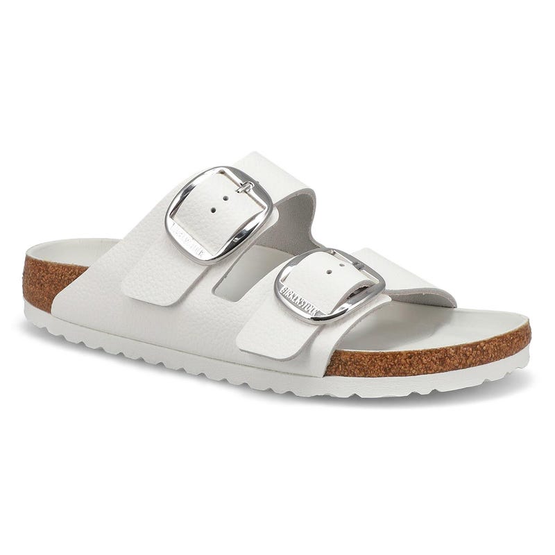 Sandales étroites 2 brides en cuir à grosses boucles ARIZONA BIG BUCKLE, blanc, femmes