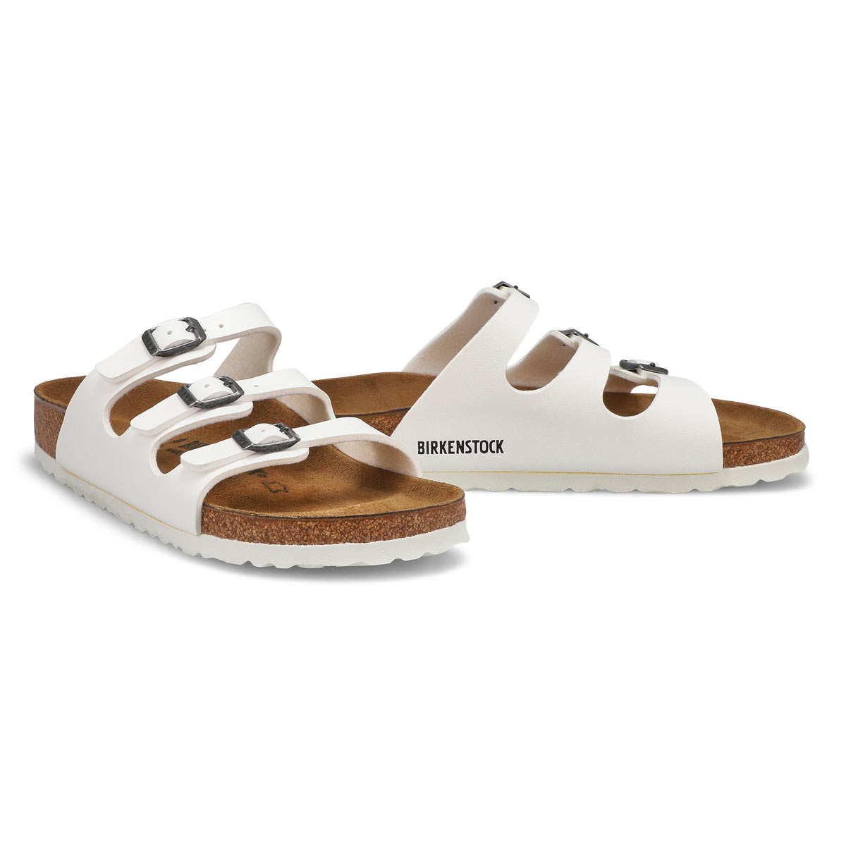 Women's Florida Birko-Flor 3 Strap Narrow Sandal - White