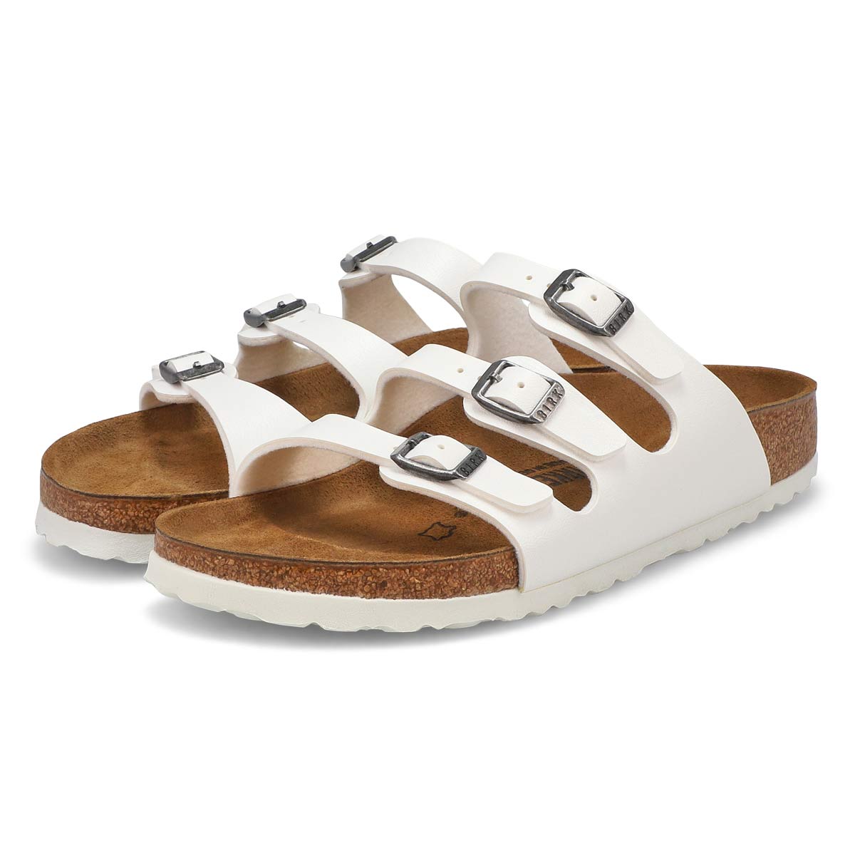 Women's Florida Birko-Flor 3 Strap Narrow Sandal - White