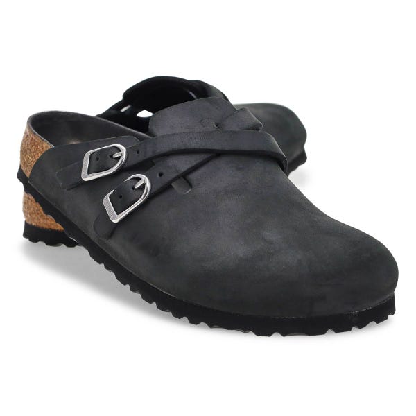 Women's Blair HEX Oiled Leather Casual Clog - Black
