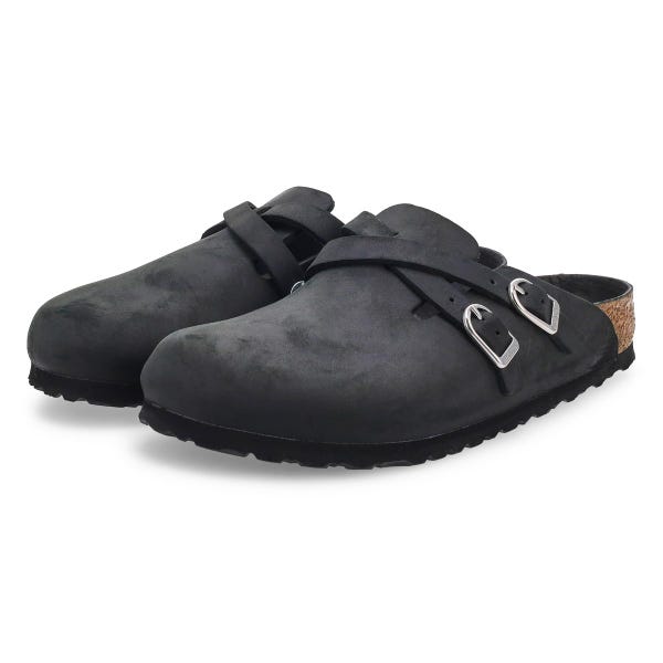 Women's Blair HEX Oiled Leather Casual Clog - Black
