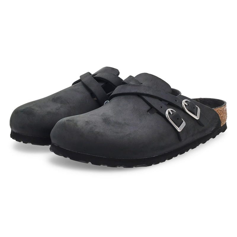 Women's Blair HEX Oiled Leather Casual Clog - Black