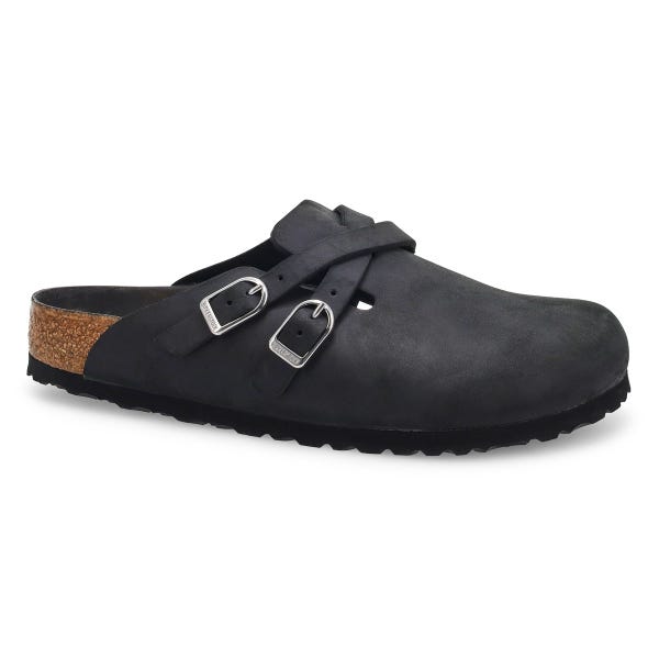 Women's Blair HEX Oiled Leather Casual Clog - Black