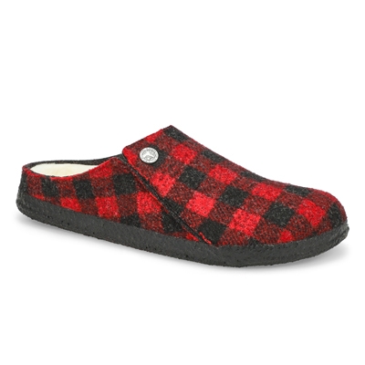 Lds Zermatt Shearling Lined Narrow Slipper-Red Plaid