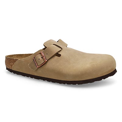 Mns Boston Oiled Leather Soft Footbed Casual Clog - Tobacco
