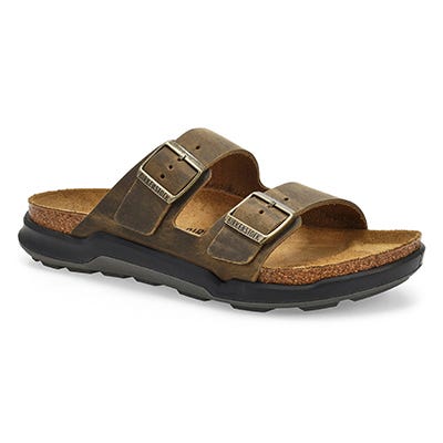 Sandale à 2 brides en cuir huilé ARIZONA CROSSTOWN, kaki délavé, hommes