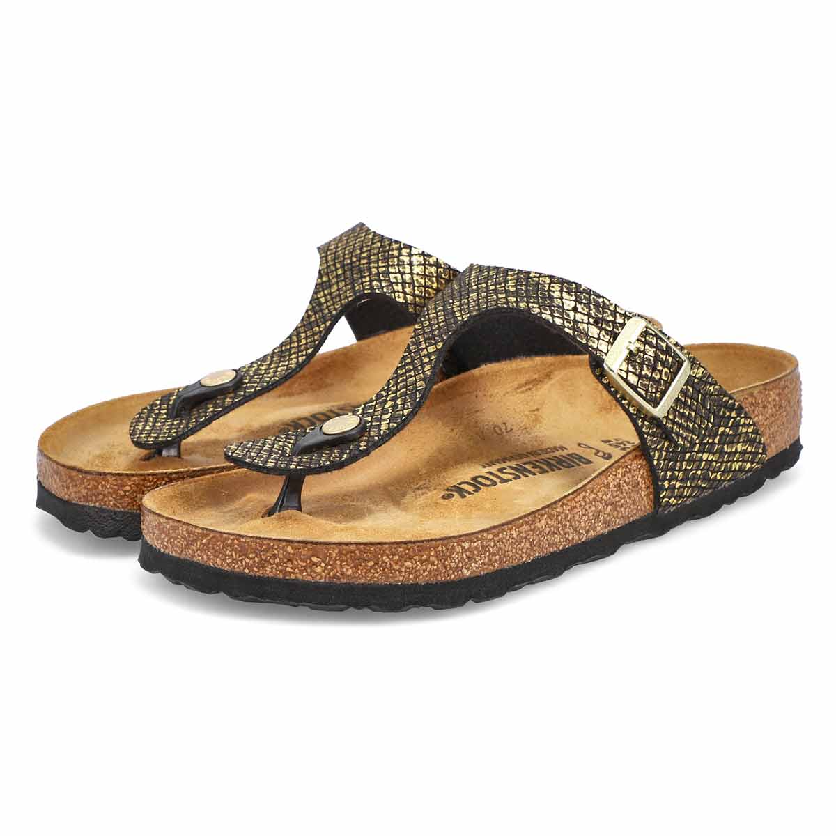 Women's Gizeh Thong Sandal - Python Black/Gold