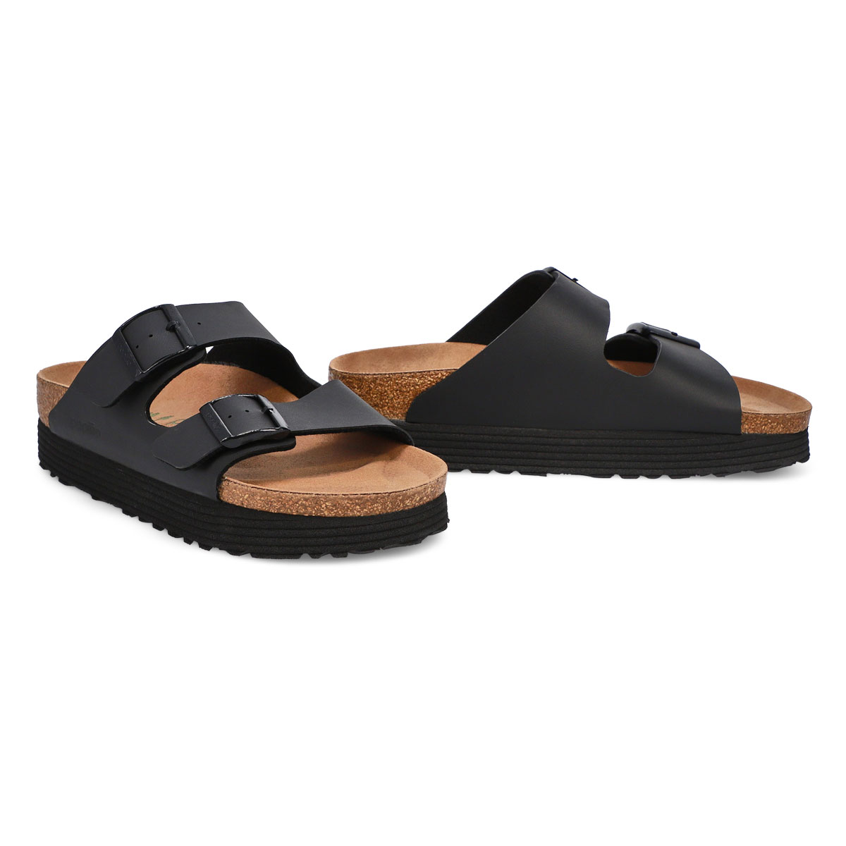 Women's Arizona Vegan 2 Strap Narrow Platfrom Sandal - Black