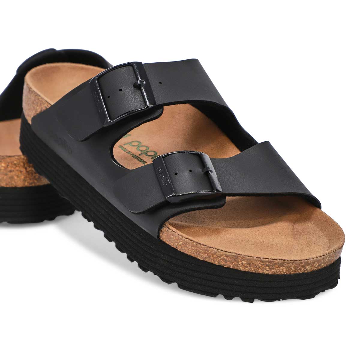 Women's Arizona Vegan 2 Strap Narrow Platfrom Sandal - Black